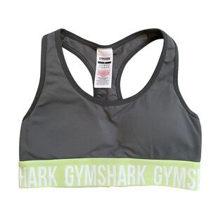 Gymshark Athletic Sports Bra Women S Gray Yellow Racerback Spell Out logo